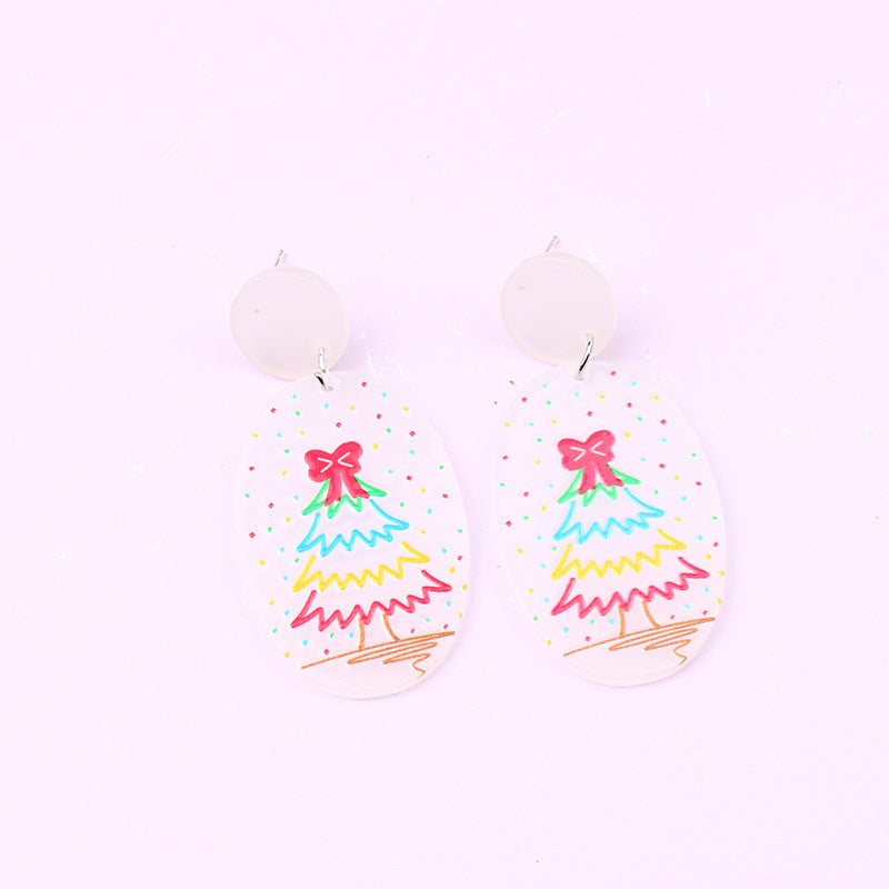 Wholesale Christmas Tree Santa Claus Snowman Acrylic Earrings